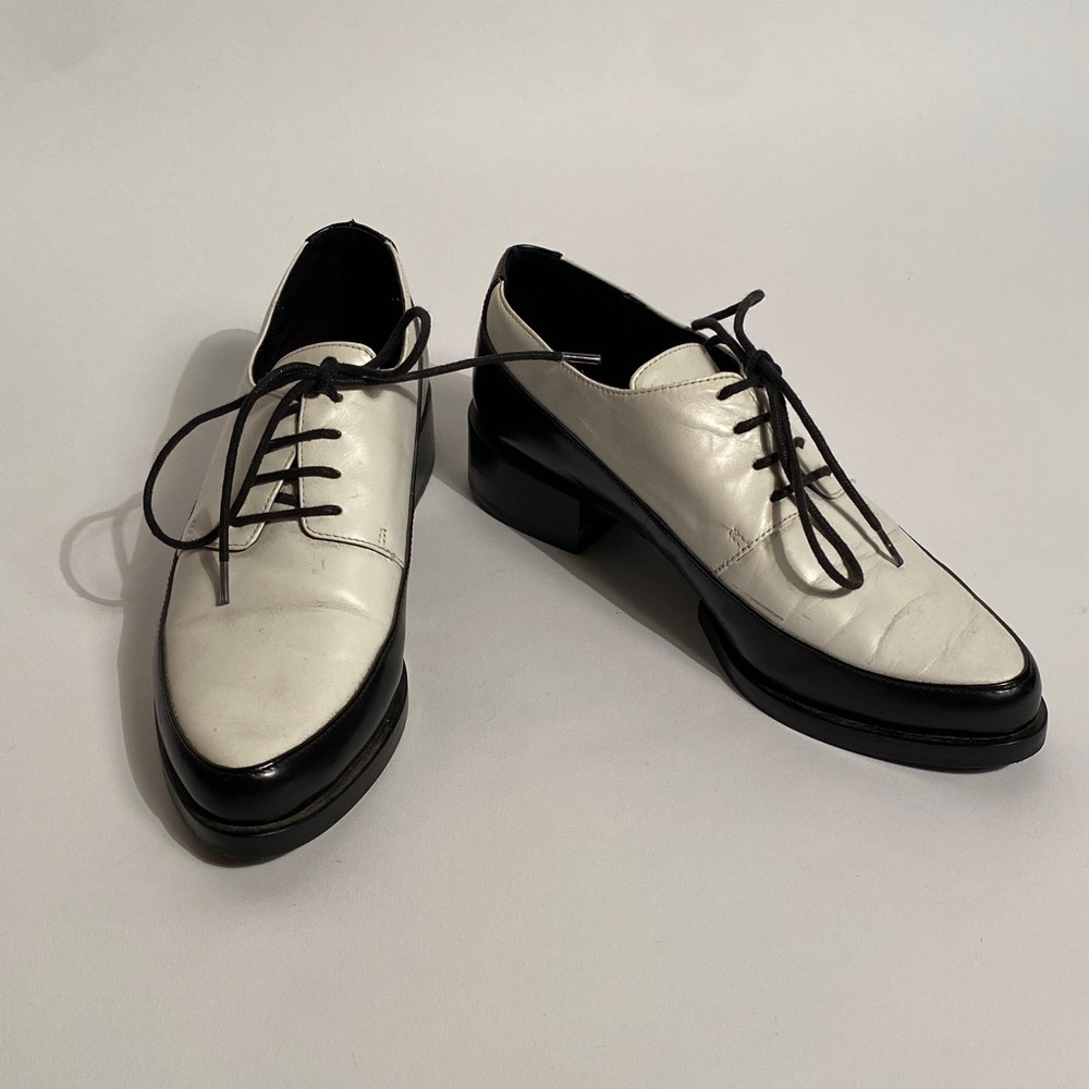 & Other Stories Classic Black & White Women's Lace Up Oxford Shoes 9 Retro Punk